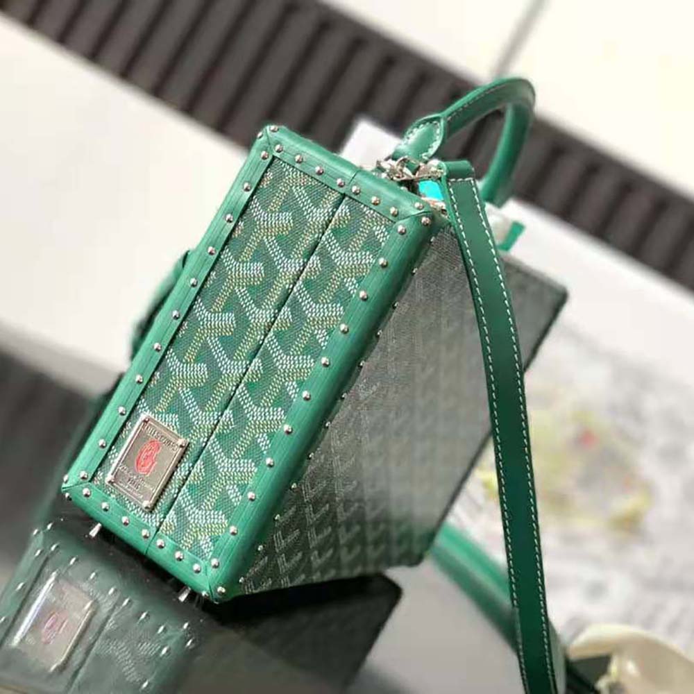 Goyard Women Sac Malle Grand Hôtel in Goyardine Canvas & Clamecy Calfskin-Green - image 4