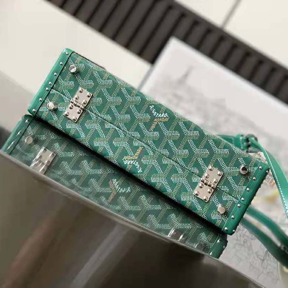 Goyard Women Sac Malle Grand Hôtel in Goyardine Canvas & Clamecy Calfskin-Green - image 5