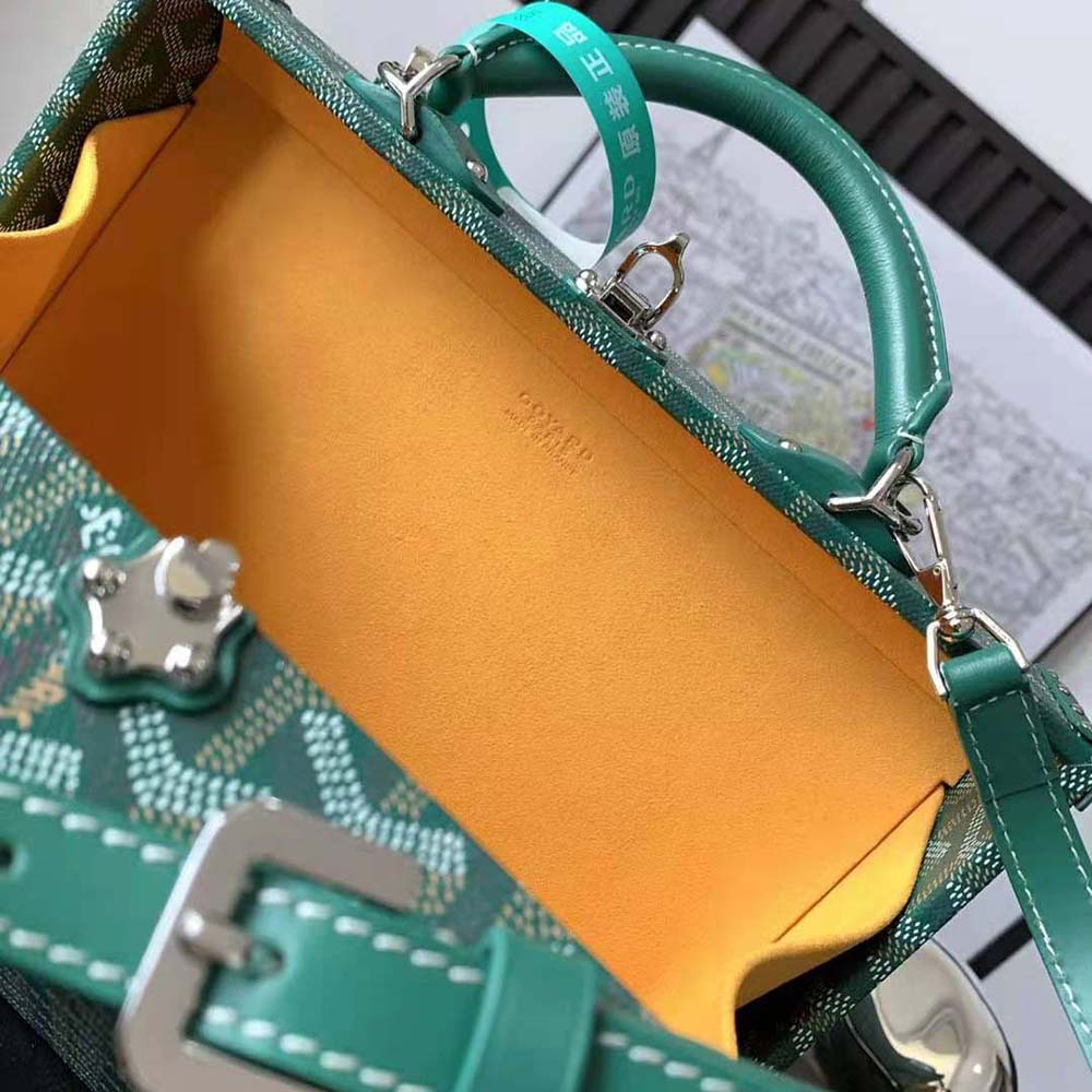 Goyard Women Sac Malle Grand Hôtel in Goyardine Canvas & Clamecy Calfskin-Green - image 9