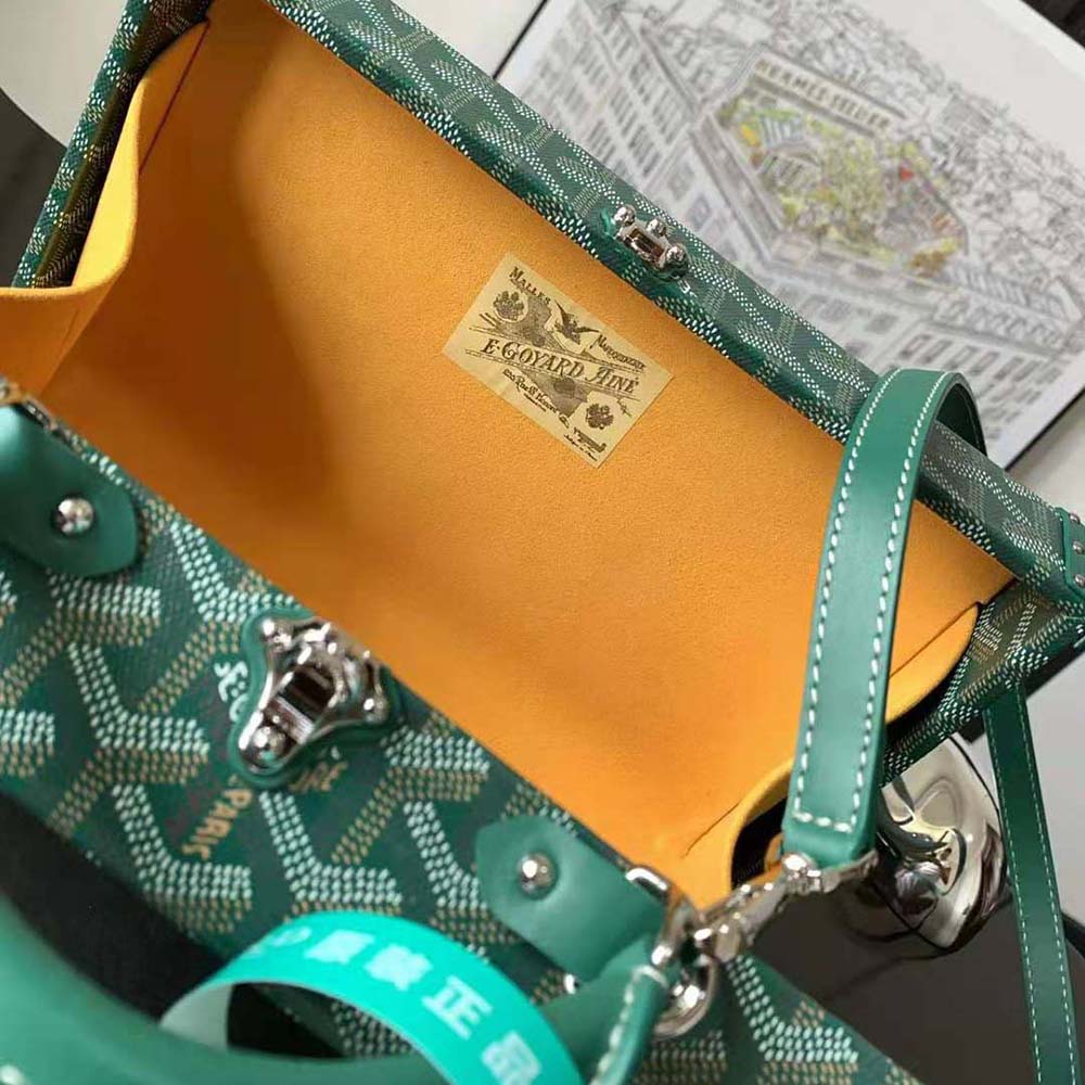 Goyard Women Sac Malle Grand Hôtel in Goyardine Canvas & Clamecy Calfskin-Green - image 8
