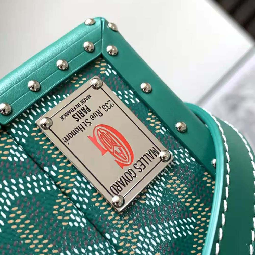 Goyard Women Sac Malle Grand Hôtel in Goyardine Canvas & Clamecy Calfskin-Green - image 7