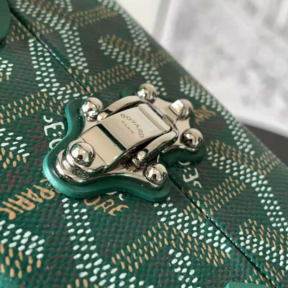 Goyard Women Sac Malle Grand Hôtel in Goyardine Canvas & Clamecy Calfskin-Green - image 6