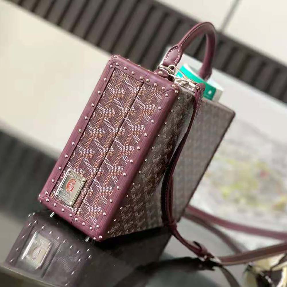 Goyard Women Sac Malle Grand Hôtel in Goyardine Canvas & Clamecy Calfskin-Maroon - image 4