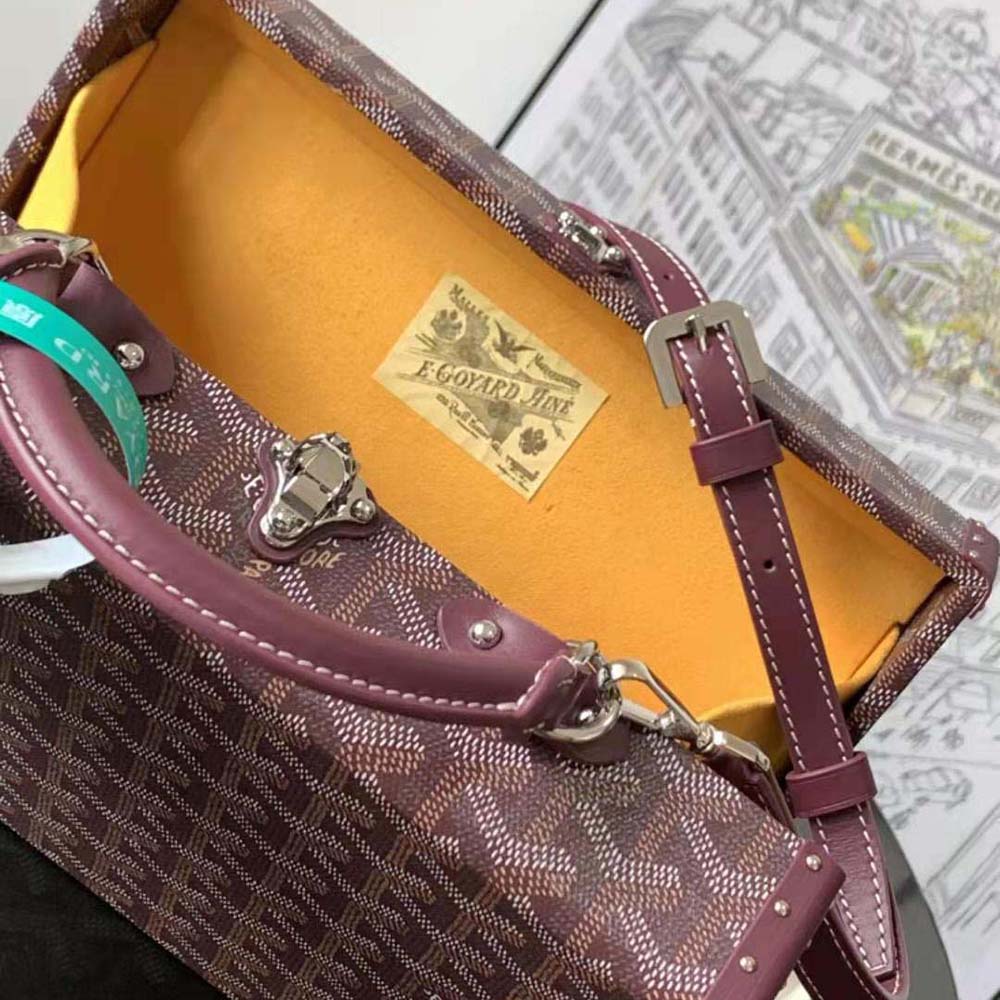 Goyard Women Sac Malle Grand Hôtel in Goyardine Canvas & Clamecy Calfskin-Maroon - image 8