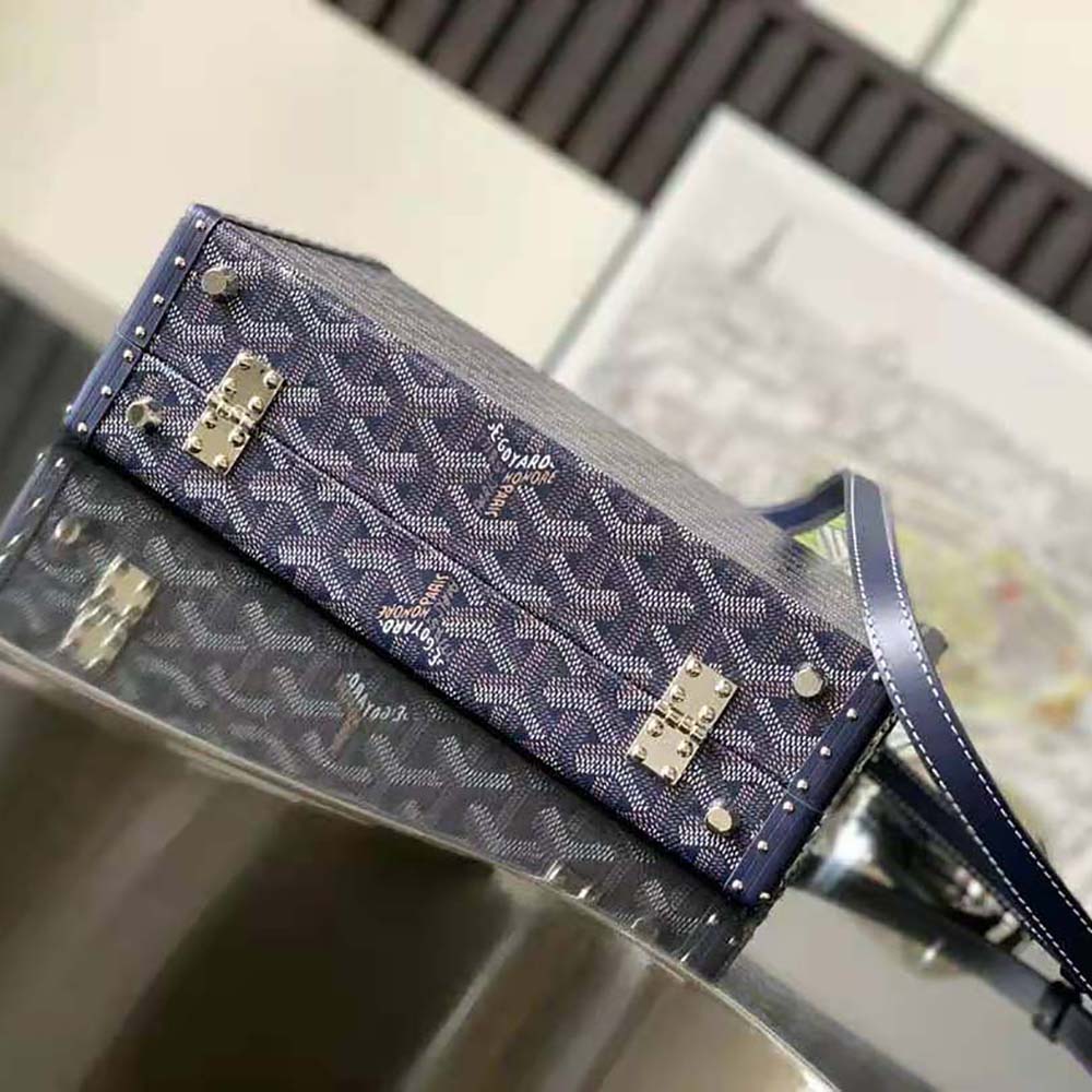 Goyard Women Sac Malle Grand Hôtel in Goyardine Canvas & Clamecy Calfskin-Navy - image 5