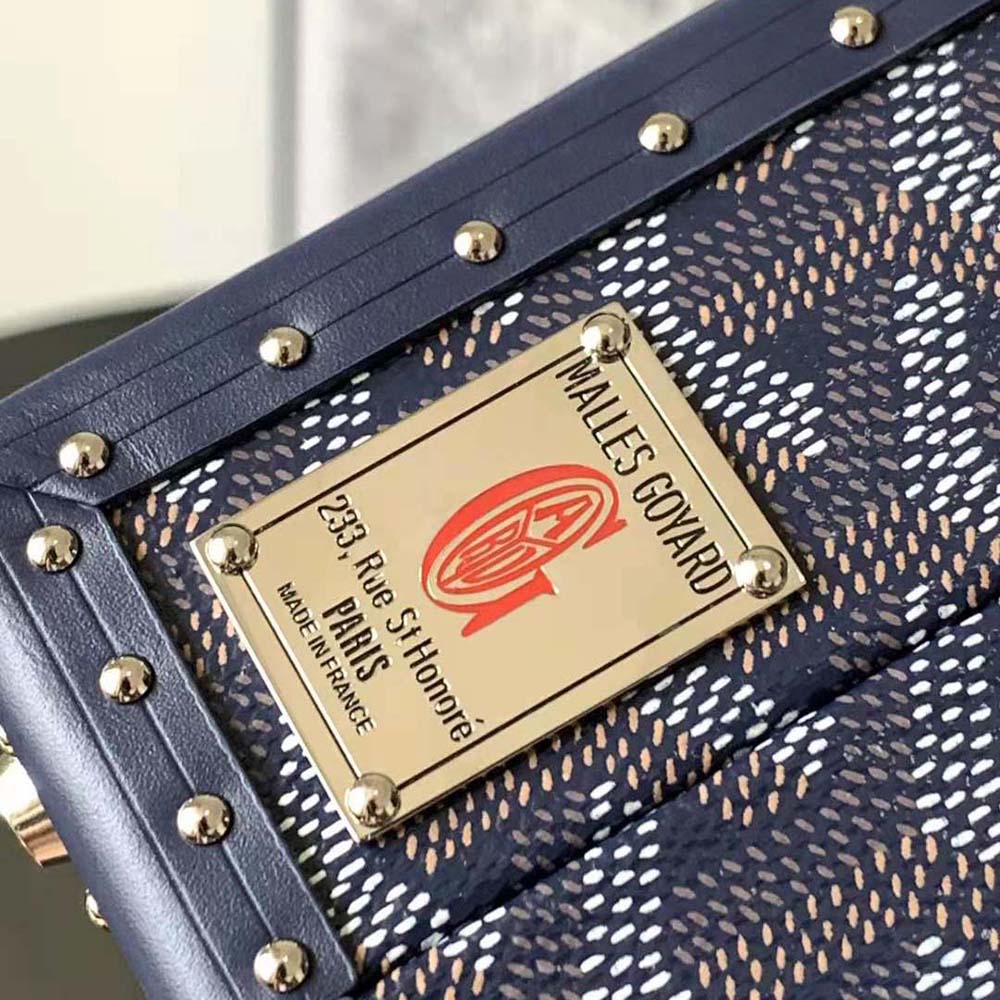 Goyard Women Sac Malle Grand Hôtel in Goyardine Canvas & Clamecy Calfskin-Navy - image 7