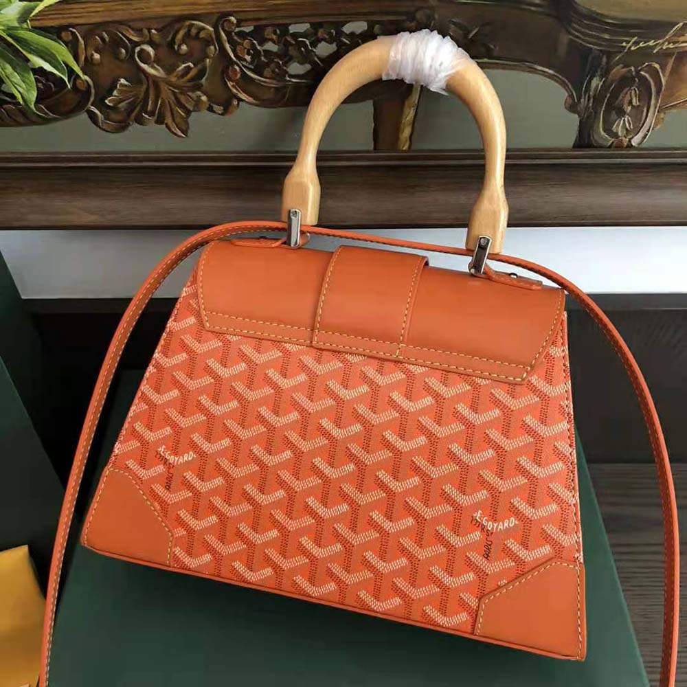 Goyard Women Sac Saïgon PM in Toile Goyardine & Clamecy Calfskin-Orange - image 4