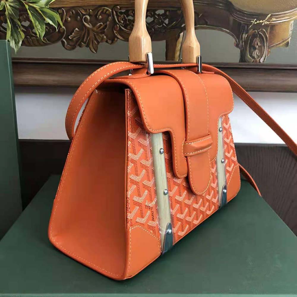Goyard Women Sac Saïgon PM in Toile Goyardine & Clamecy Calfskin-Orange - image 5