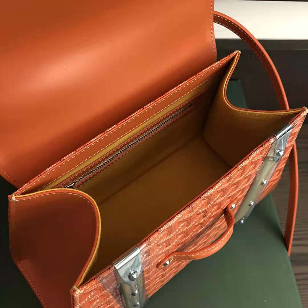 Goyard Women Sac Saïgon PM in Toile Goyardine & Clamecy Calfskin-Orange - image 8