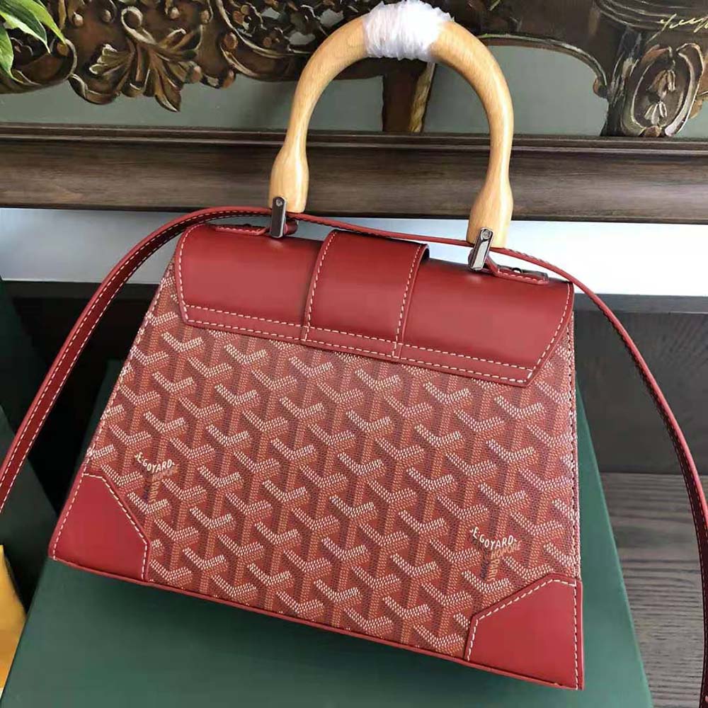 Goyard Women Sac Saïgon PM in Toile Goyardine & Clamecy Calfskin-Red - image 4