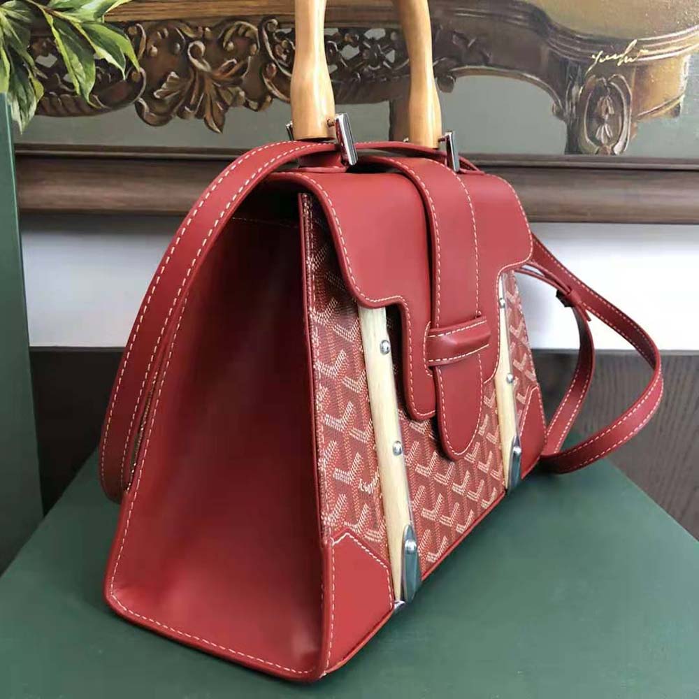 Goyard Women Sac Saïgon PM in Toile Goyardine & Clamecy Calfskin-Red - image 5