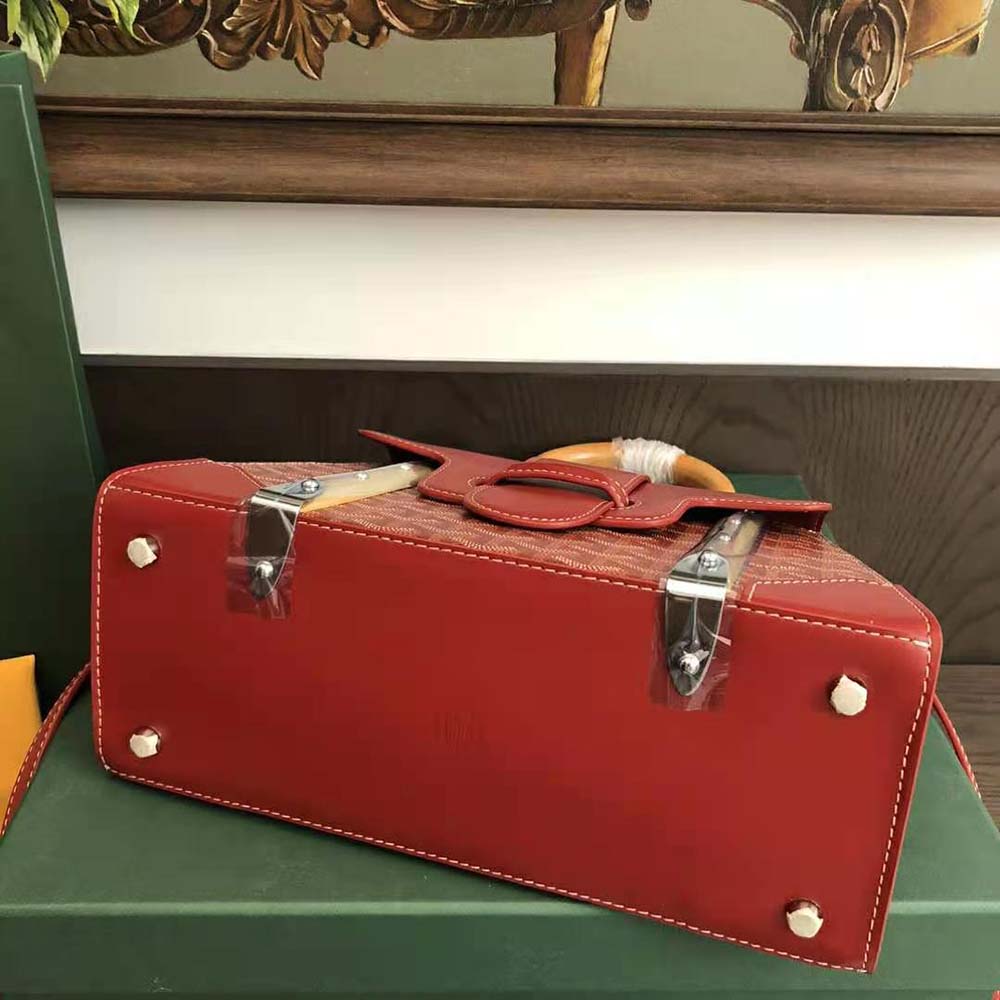 Goyard Women Sac Saïgon PM in Toile Goyardine & Clamecy Calfskin-Red - image 6