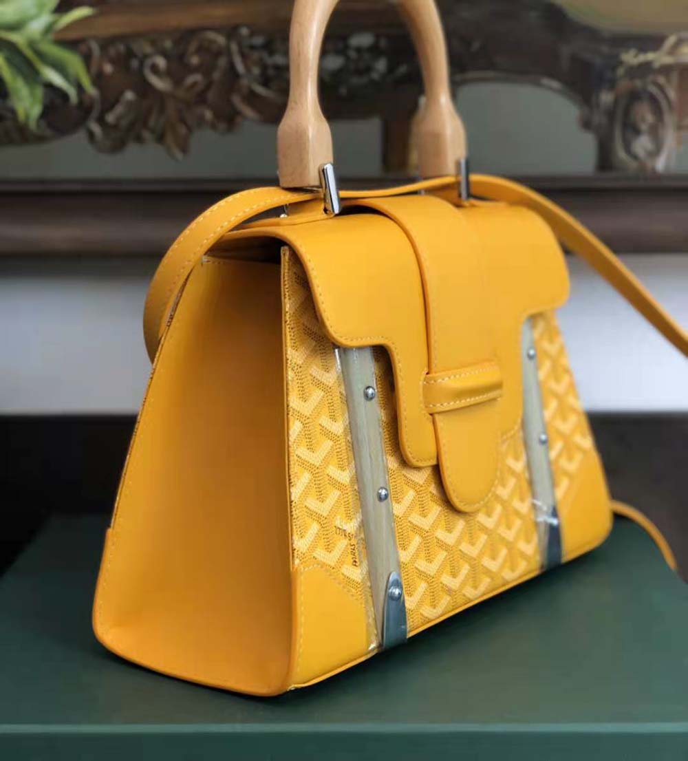 Goyard Women Sac Saïgon PM in Toile Goyardine & Clamecy Calfskin-Yellow - image 5