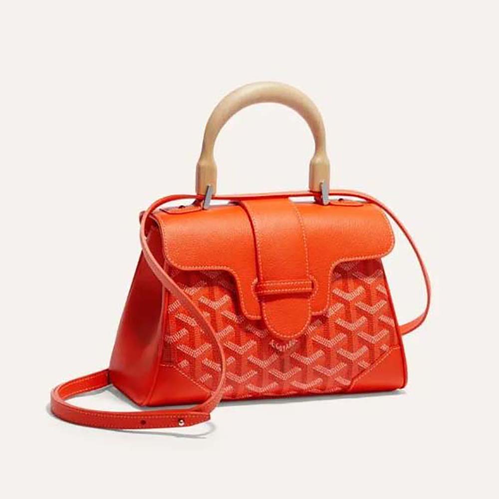 Front view of Goyard Women Sac Saïgon Souple Mini in vibrant orange