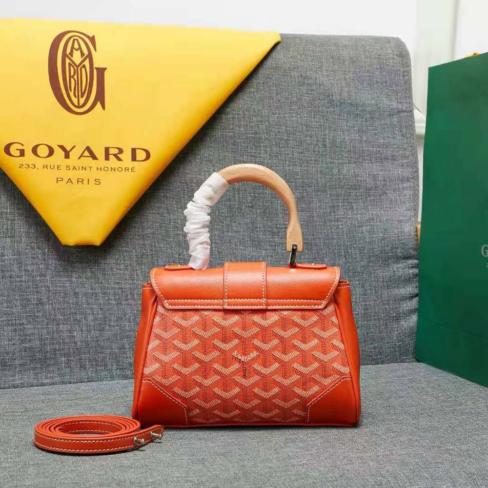 Goyard Women Sac Saïgon Souple Mini in Toile Goyardine & Chevroches Calfskin-Orange - image 4