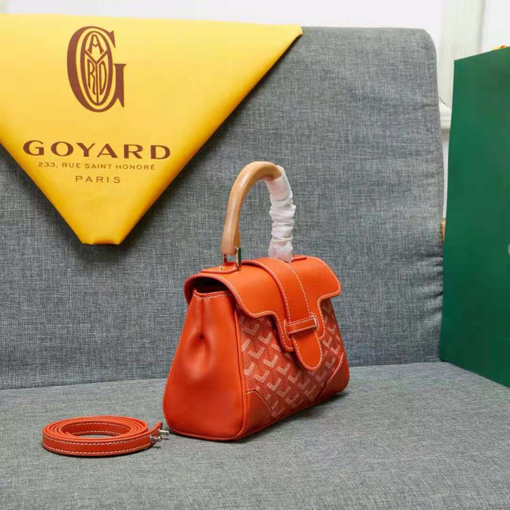 Goyard Women Sac Saïgon Souple Mini in Toile Goyardine & Chevroches Calfskin-Orange - image 5