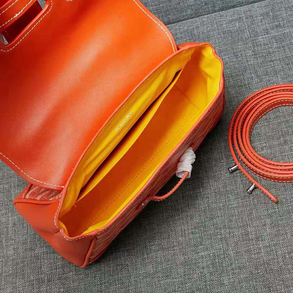 Goyard Women Sac Saïgon Souple Mini in Toile Goyardine & Chevroches Calfskin-Orange - image 8