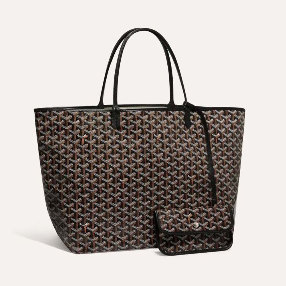 Front angle of Goyard Women Sac Saint Louis GM in black canvas