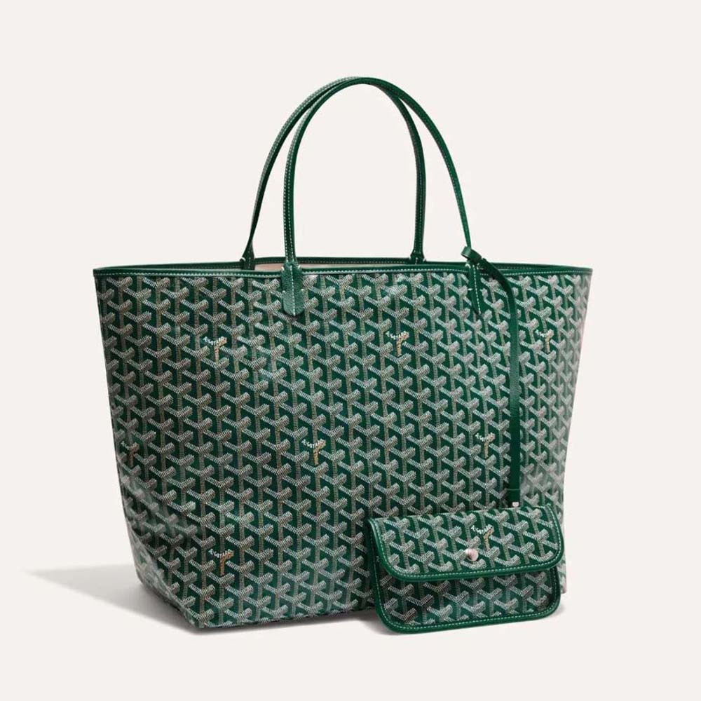 Front view of Goyard Women Sac Saint Louis GM in green canvas and calfskin