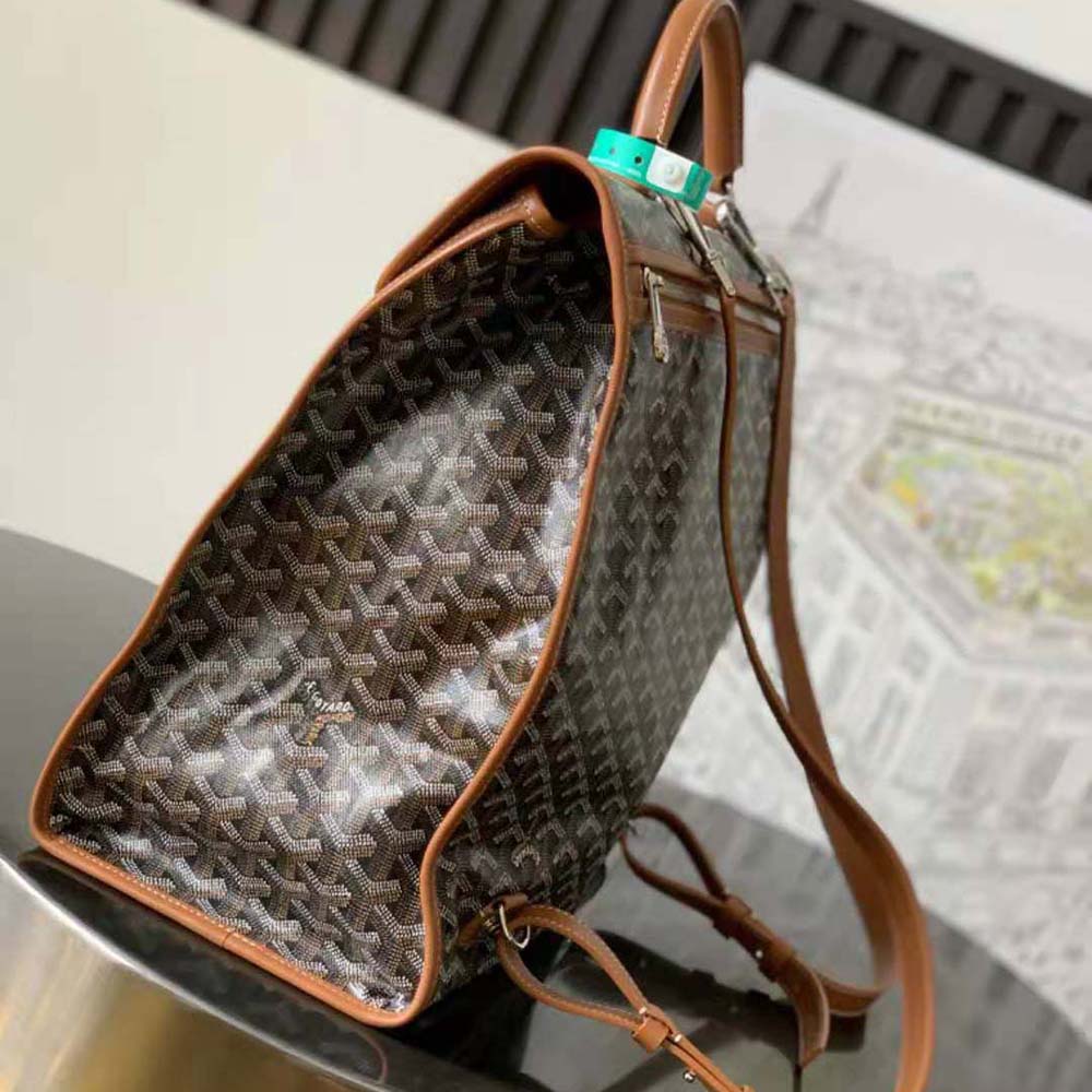 Goyard Women Saint Léger Backpack in Goyardine Canvas & Chevroches Calfskin-Brown - image 4