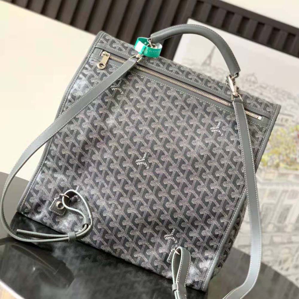 Side angle showing brushed silver hardware on Saint Léger backpack