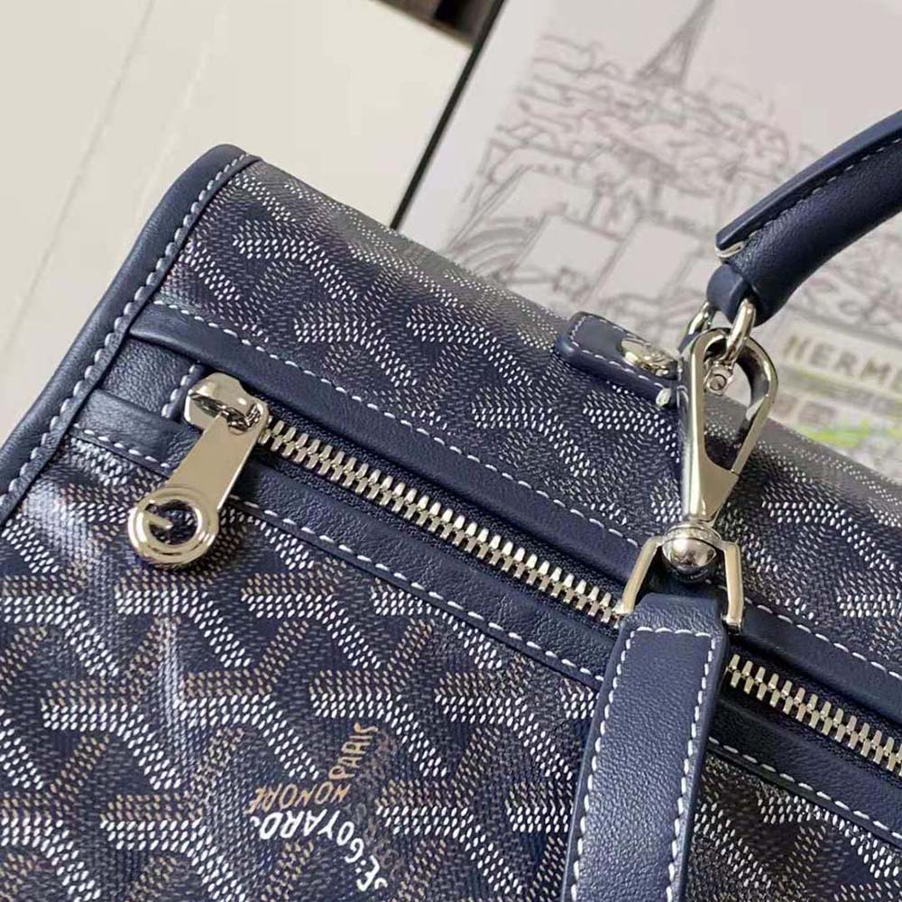 Goyard Women Saint Léger Backpack in Goyardine Canvas & Chevroches Calfskin-Navy - image 7