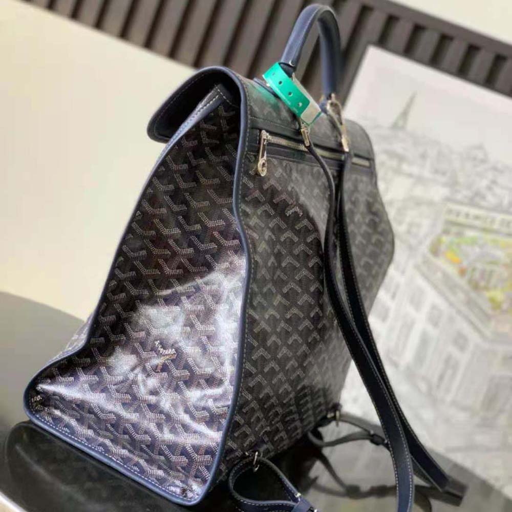 Goyard Women Saint Léger Backpack in Goyardine Canvas & Chevroches Calfskin-Navy - image 6