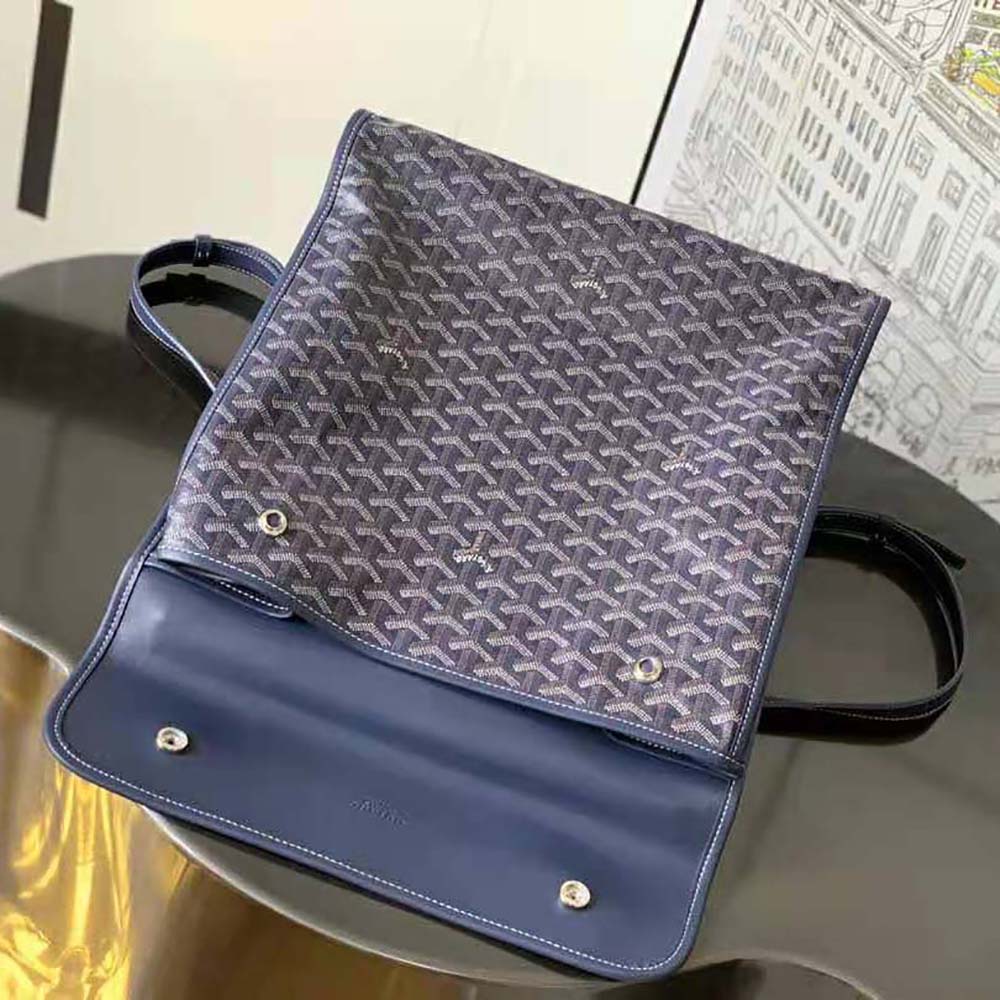Goyard Women Saint Léger Backpack in Goyardine Canvas & Chevroches Calfskin-Navy - image 4