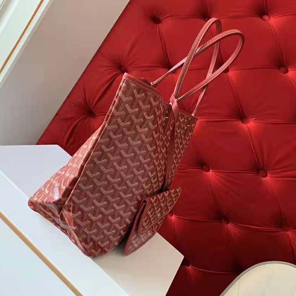 Goyard Women Saint Louis GM Bag in Goyardine Canvas & Chevroches Calfskin-Red - image 4