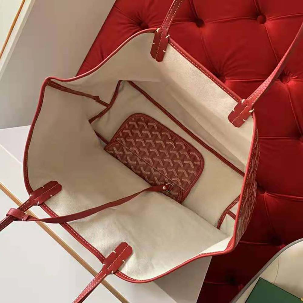 Goyard Women Saint Louis GM Bag in Goyardine Canvas & Chevroches Calfskin-Red - image 8