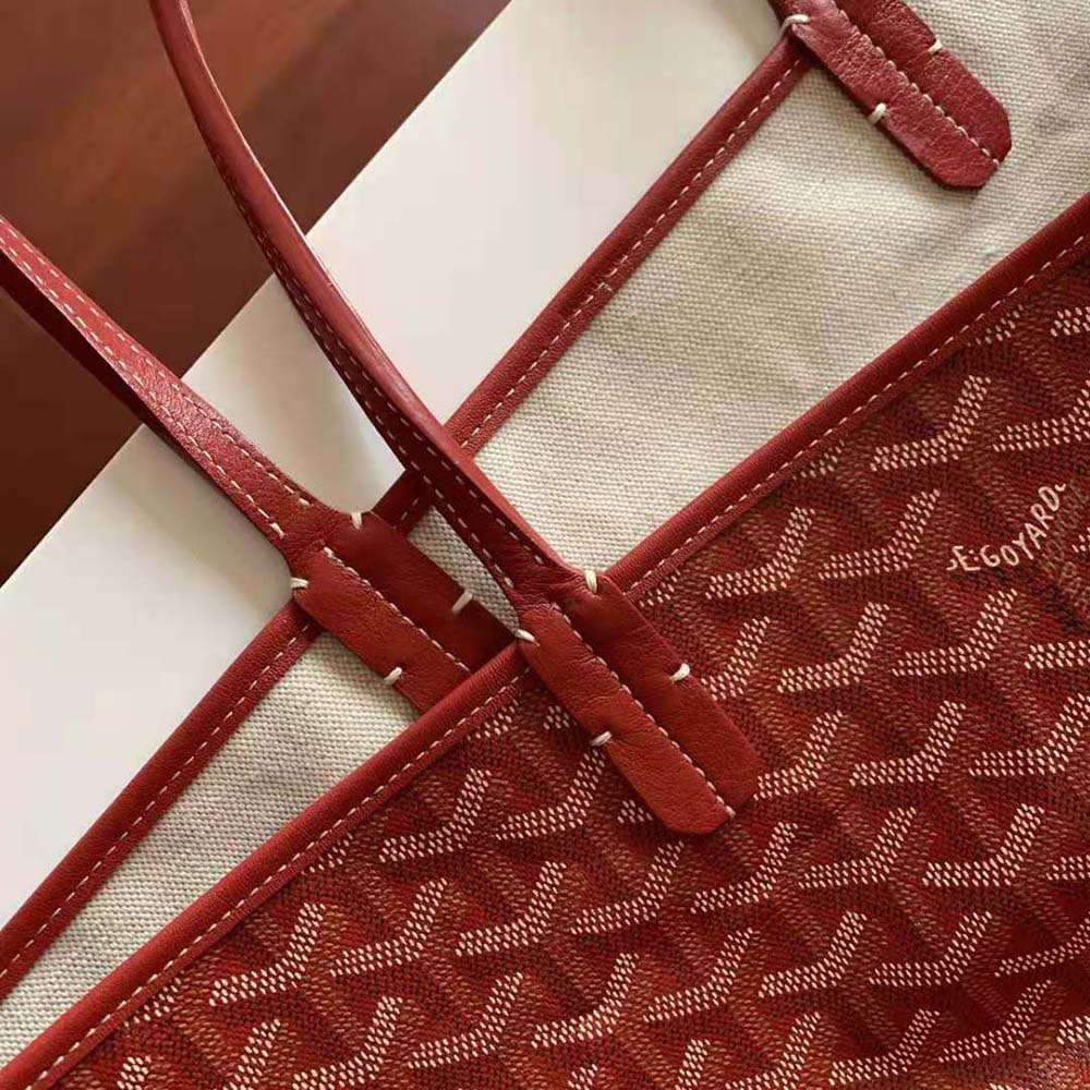 Goyard Women Saint Louis GM Bag in Goyardine Canvas & Chevroches Calfskin-Red - image 9