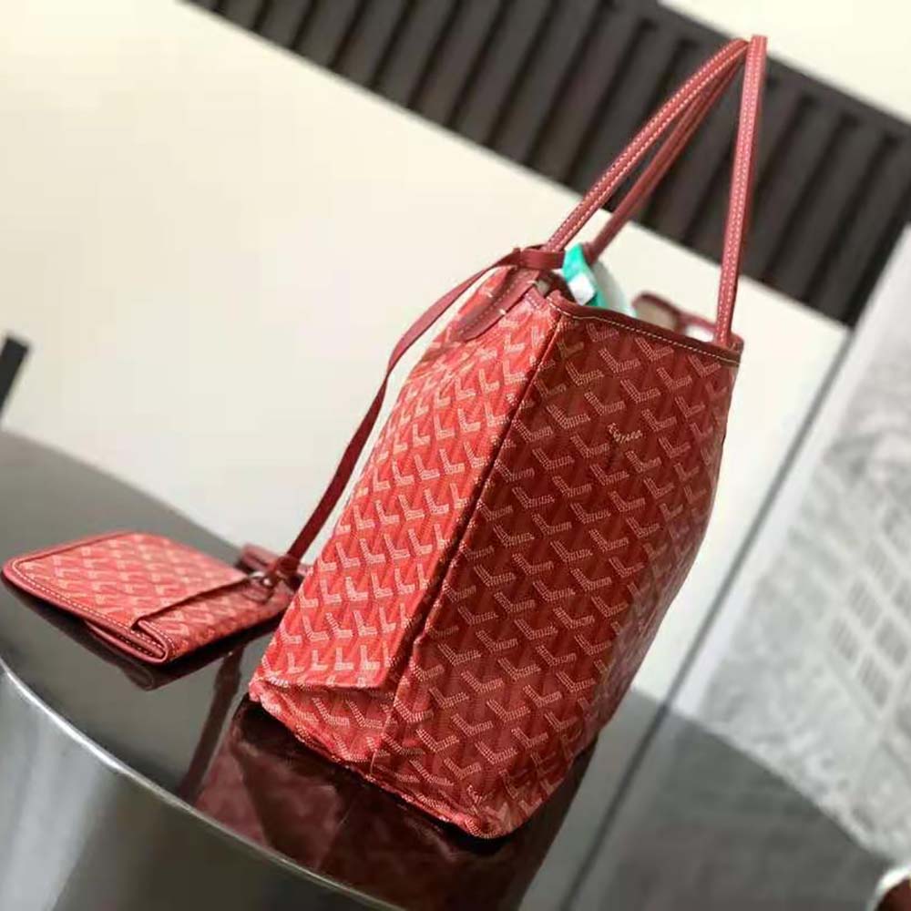 Side angle showcasing matte gold hardware on Goyard Women Saint Louis PM Bag