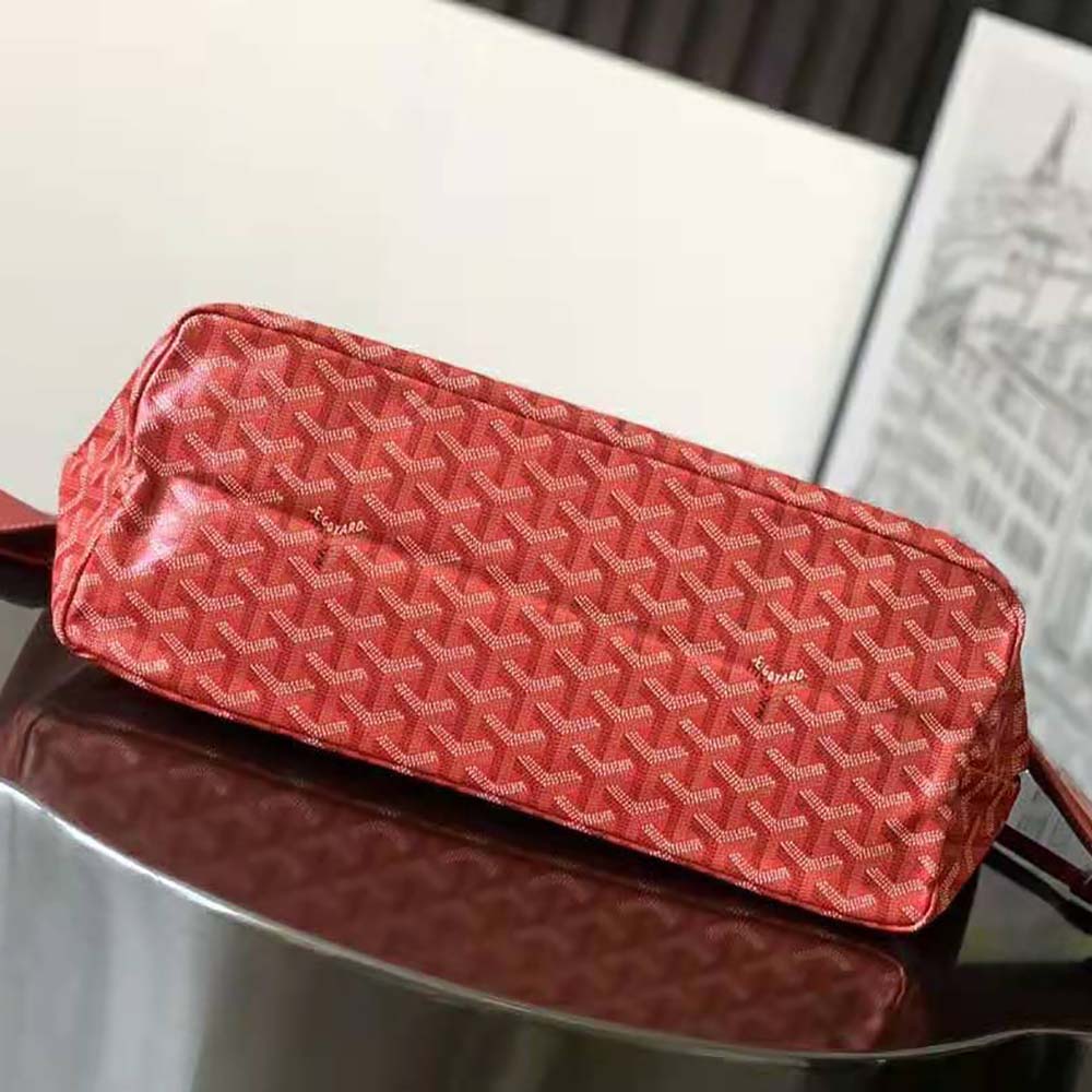 Goyard Women Saint Louis PM Bag in Goyardine Canvas & Chevroches Calfskin-Red - image 4