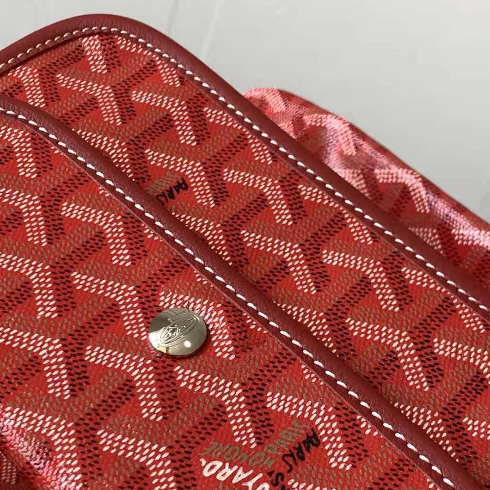 Goyard Women Saint Louis PM Bag in Goyardine Canvas & Chevroches Calfskin-Red - image 6