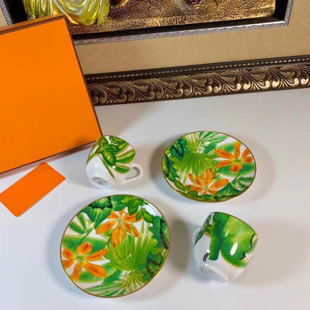 Hermes Unisex Passifolia Coffee Cup and Saucer - image 6