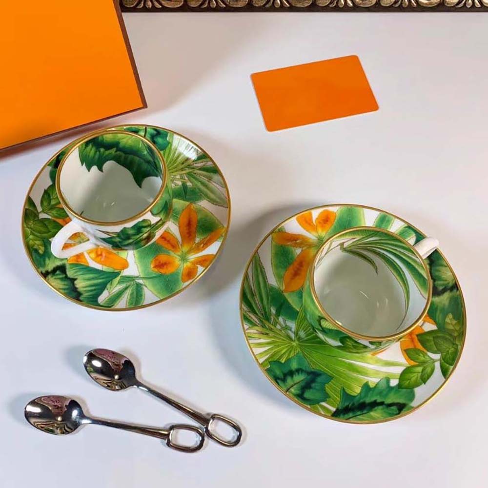 Hermes Unisex Passifolia Coffee Cup and Saucer - image 5