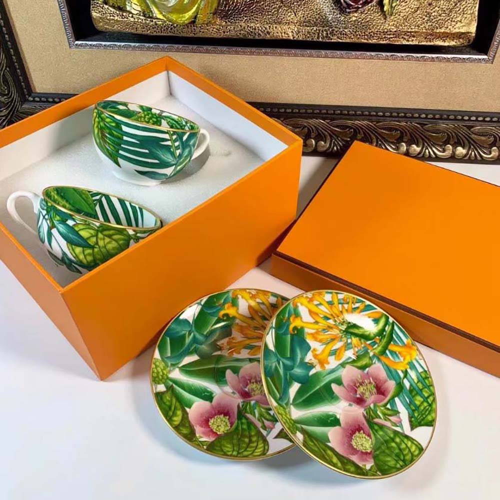 Hermes Unisex Passifolia Tea Cup and Saucer - image 4