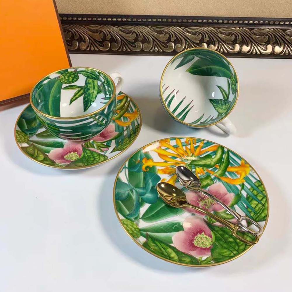 Hermes Unisex Passifolia Tea Cup and Saucer - image 5