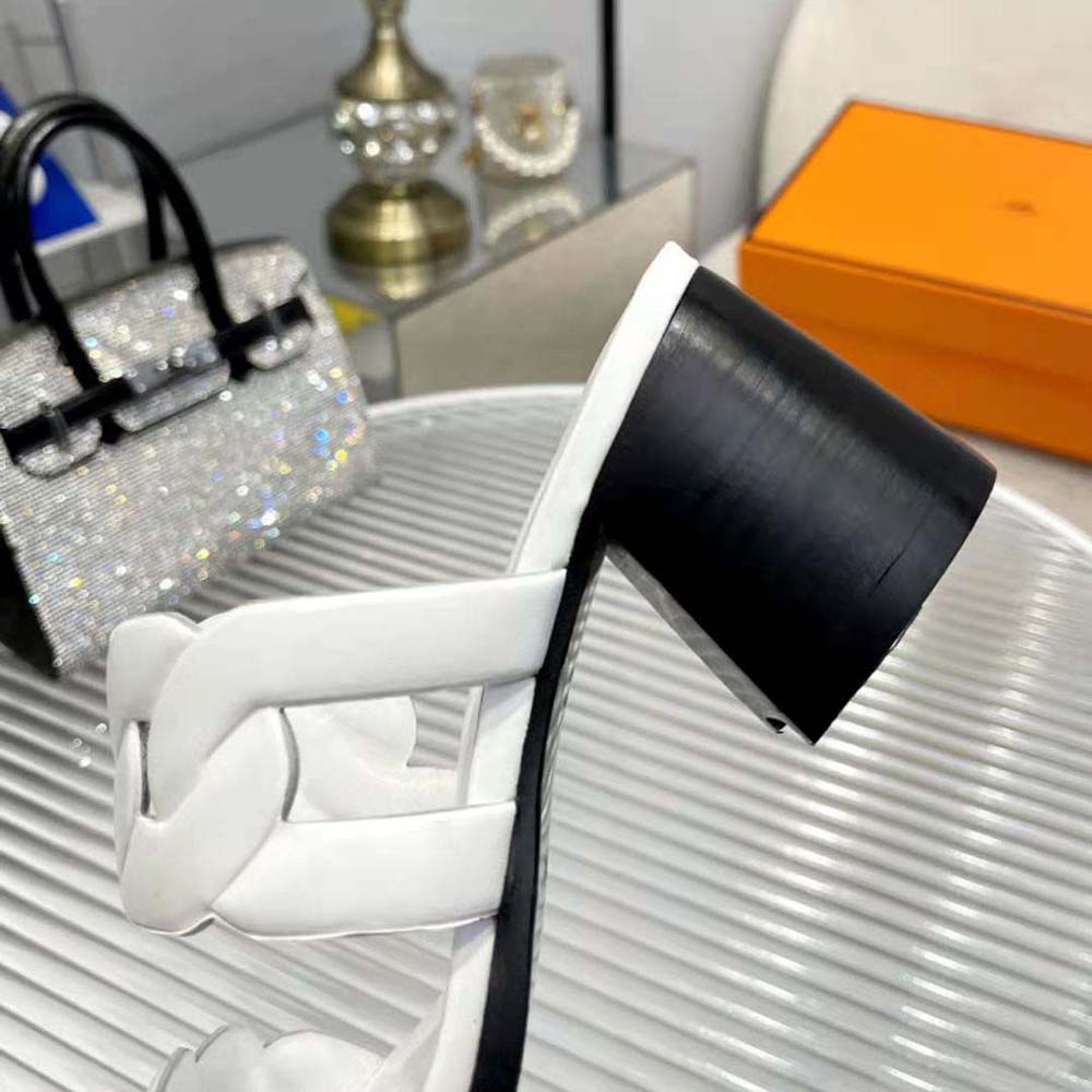 Hermes Women Gaby 60 Sandal in 6 cm High Heel-White - image 10