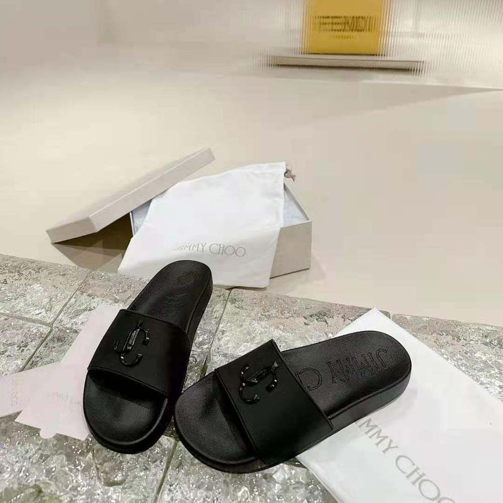 Jimmy Choo Women Port/F Black Rubber Slides with JC Monogram - image 6