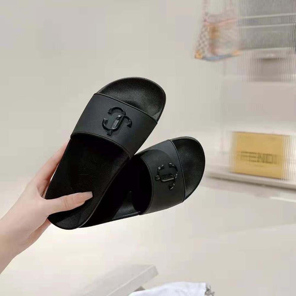 Jimmy Choo Women Port/F Black Rubber Slides with JC Monogram - image 7