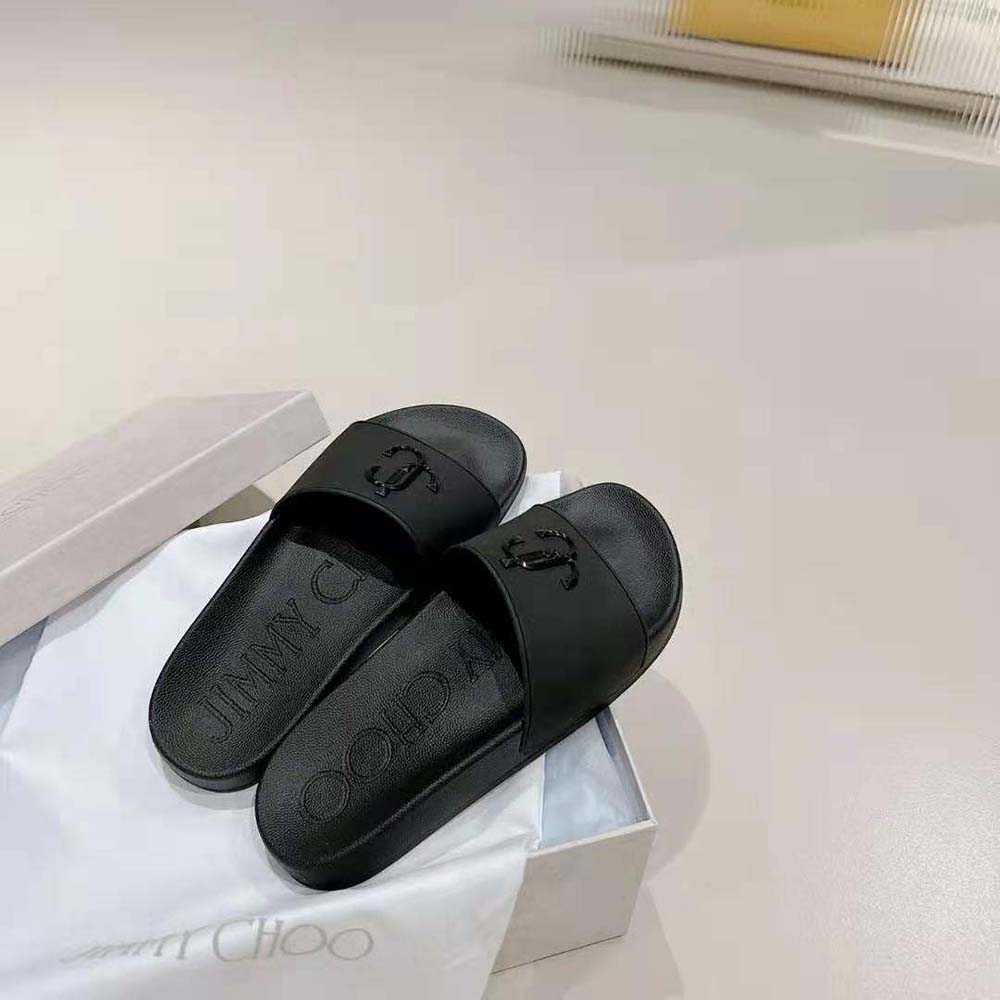 Jimmy Choo Women Port/F Black Rubber Slides with JC Monogram - image 4