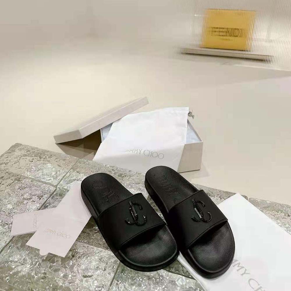 Jimmy Choo Women Port/F Black Rubber Slides with JC Monogram - image 5