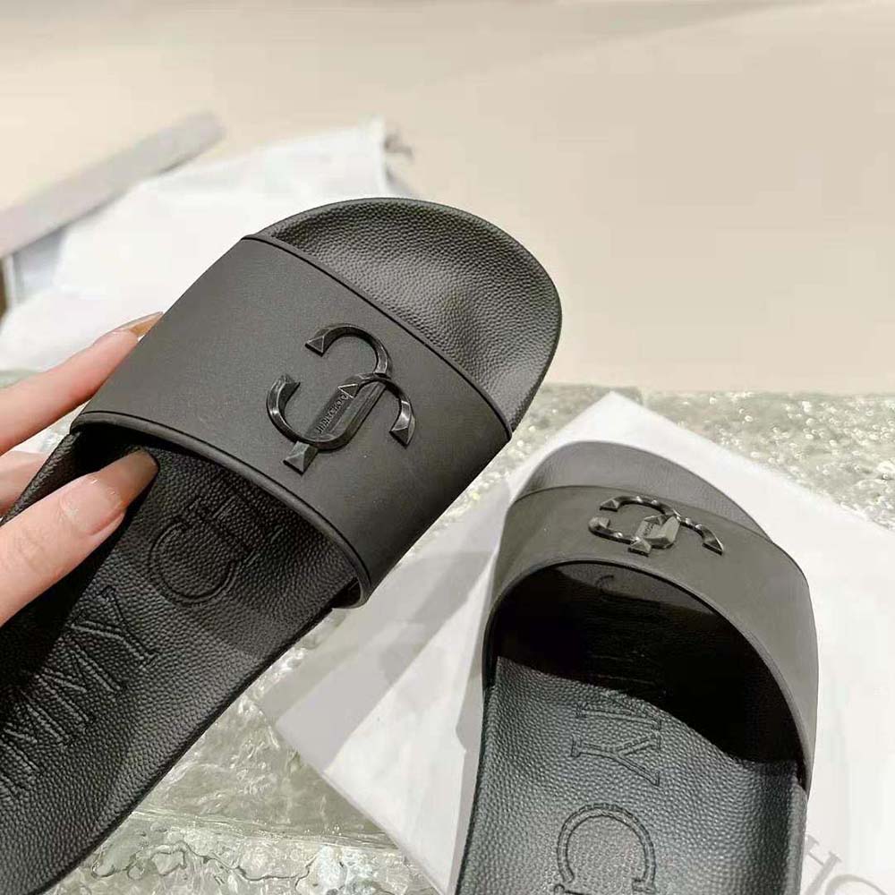 Jimmy Choo Women Port/F Black Rubber Slides with JC Monogram - image 8