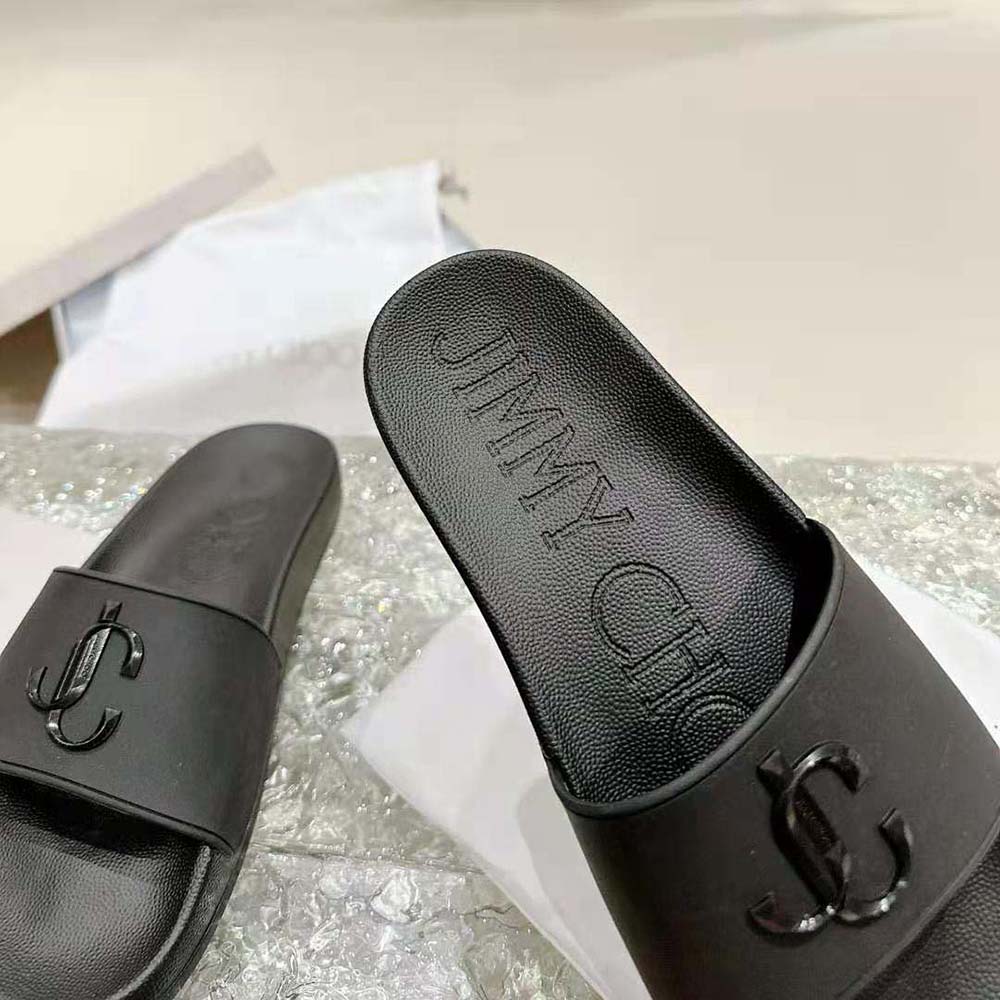 Jimmy Choo Women Port/F Black Rubber Slides with JC Monogram - image 9