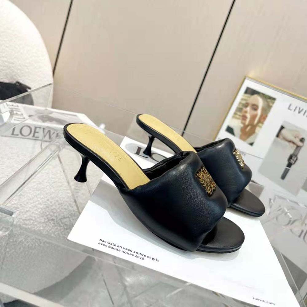Loewe Women Anagram Padded Mule in Lambskin-Black - image 7