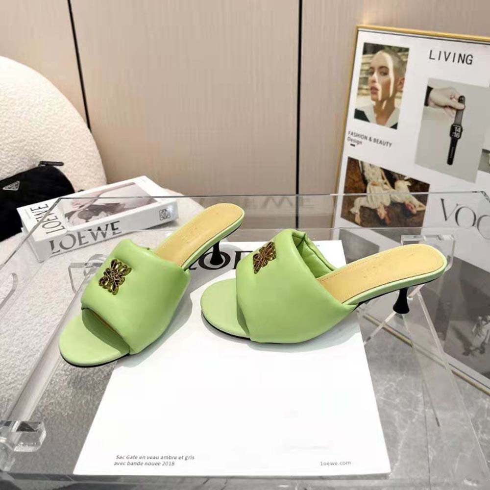 Loewe Women Anagram Padded Mule in Lambskin-Green - image 5