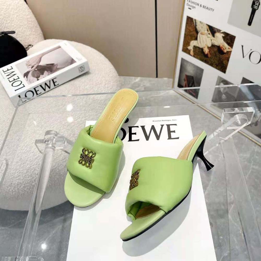 Loewe Women Anagram Padded Mule in Lambskin-Green - image 4