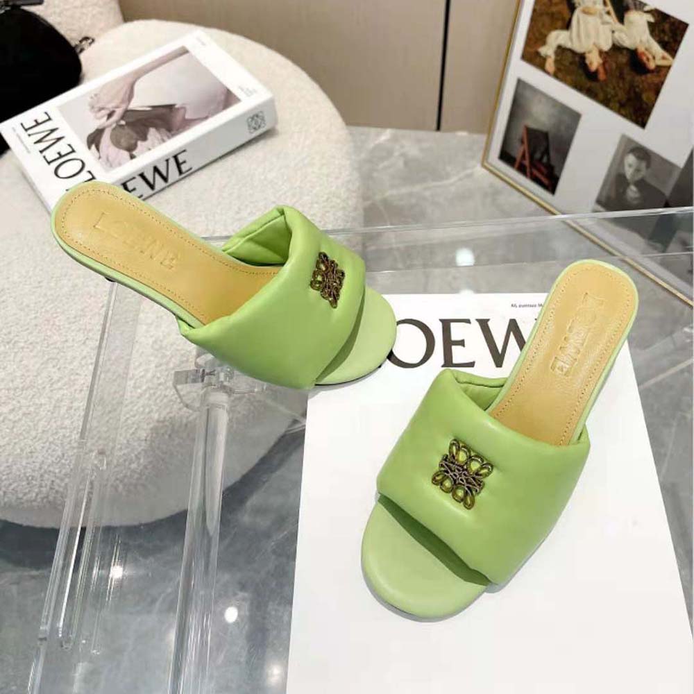 Loewe Women Anagram Padded Mule in Lambskin-Green - image 6