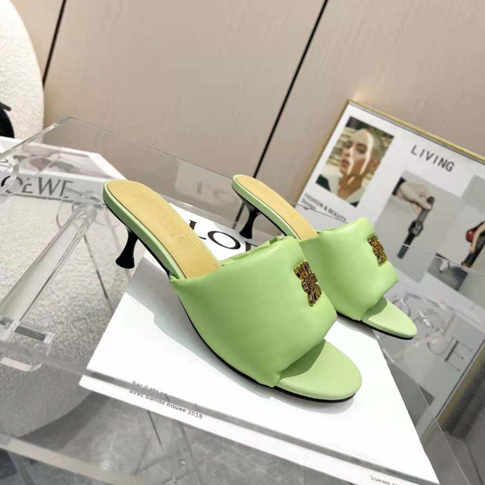 Loewe Women Anagram Padded Mule in Lambskin-Green - image 7